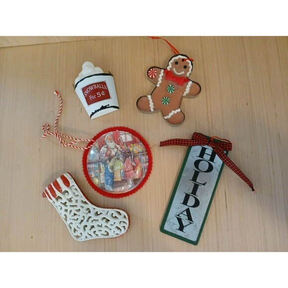 Christmas Ornament Bundle Set of 5 Holiday Tree Decorations - Picture 2 of 10